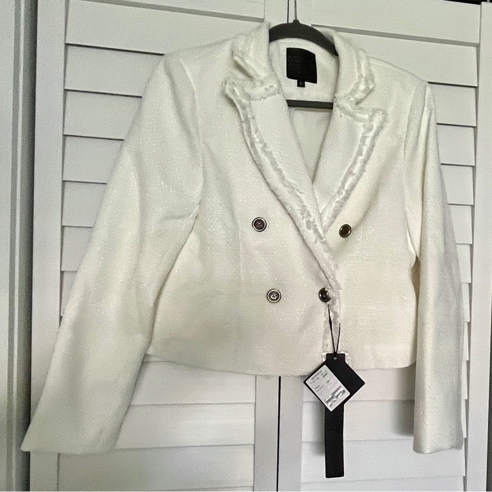 Mina Self Cropped White Woman’s Jacket Size L